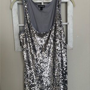 Express Silver Sequin Tank Top